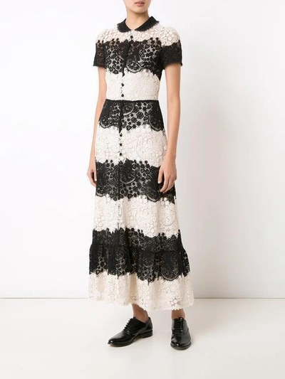 Shop Red Valentino Buttoned Lace Dress