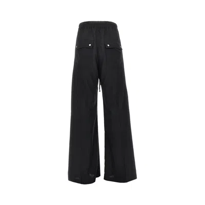 Rick Owens Heizer Belas Wide-leg Cotton-blend Poplin Drawstring Cargo Trousers In Black