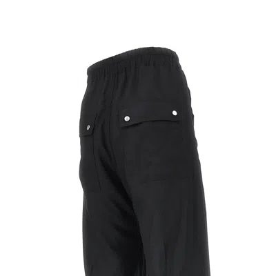 Rick Owens Heizer Belas Wide-leg Cotton-blend Poplin Drawstring Cargo Trousers In Black