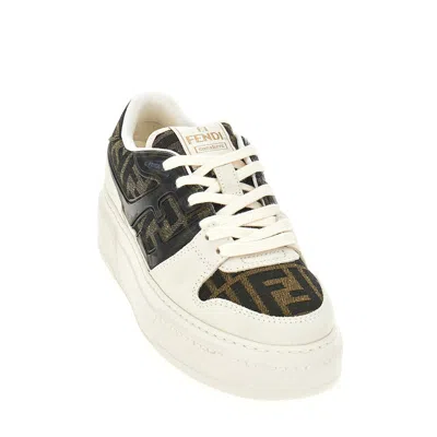 Fendi Women Multicolor Suede And Fabric Match Sneakers In Brown