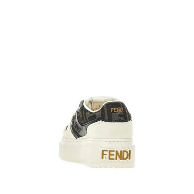 Fendi Women Multicolor Suede And Fabric Match Sneakers In Brown