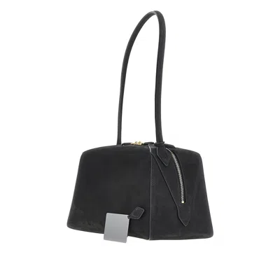 Alaïa Le Bouledogue Bowling Shoulder Bag In Nubuck Leather In Black