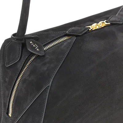 Alaïa Le Bouledogue Bowling Shoulder Bag In Nubuck Leather In Black