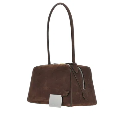 Alaïa Le Bouledogue Bowling Shoulder Bag In Nubuck Leather In Brown