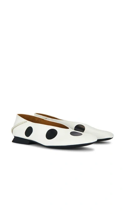 Camper Casi Myra Twins Polka Dot Ballerina Flat In White