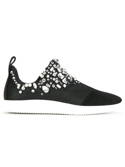 Shop Giuseppe Zanotti Gemma Crystal Sneakers In Black