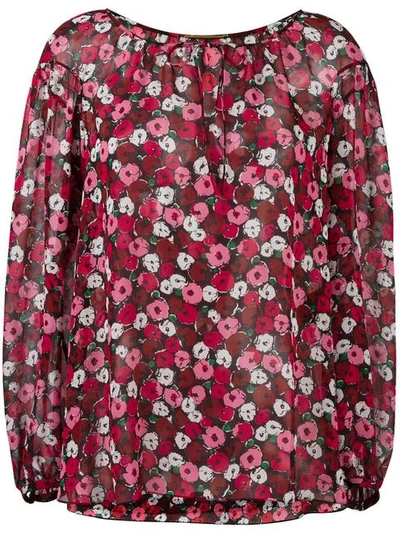 Saint Laurent Anemone Print Gypsy Blouse In Pink