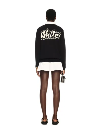 Off-white Black Cotton Cashmere Script Sweater In Black