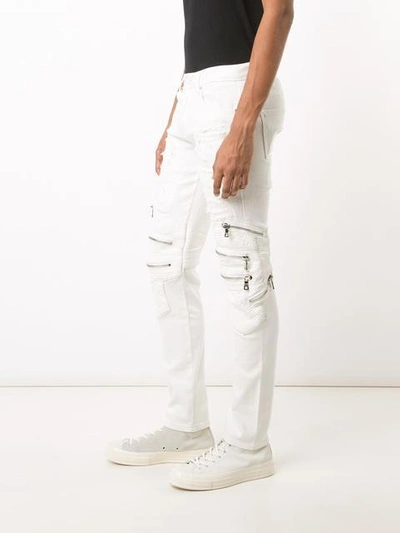 Shop God's Masterful Children Zipped Ripped Skinny Jeans In White