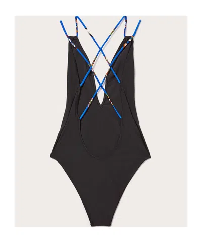Pucci Thin Shoulder Strap Swimsuit In Black