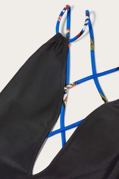 Pucci Thin Shoulder Strap Swimsuit In Black