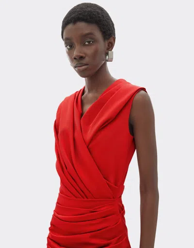 Ferrari Moiré Faille Dress In Red
