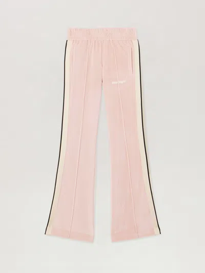 Palm Angels Chenille Track Trousers Flared Leg Stripes In Pink