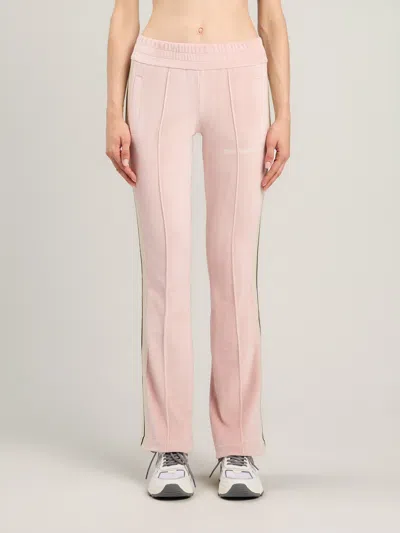 Palm Angels Chenille Track Trousers Flared Leg Stripes In Pink
