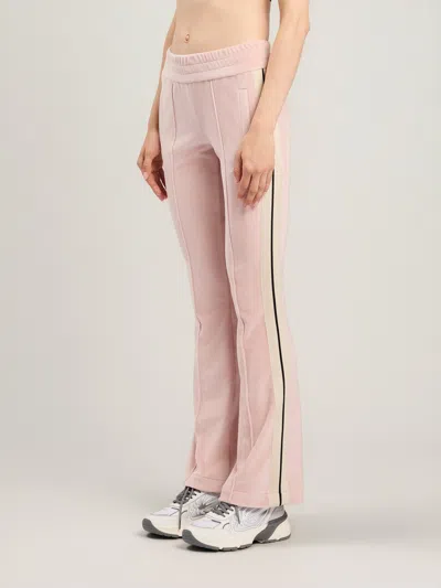 Palm Angels Chenille Track Trousers Flared Leg Stripes In Pink