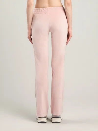 Palm Angels Chenille Track Trousers Flared Leg Stripes In Pink