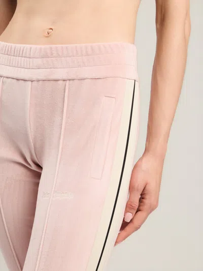 Palm Angels Chenille Track Trousers Flared Leg Stripes In Pink