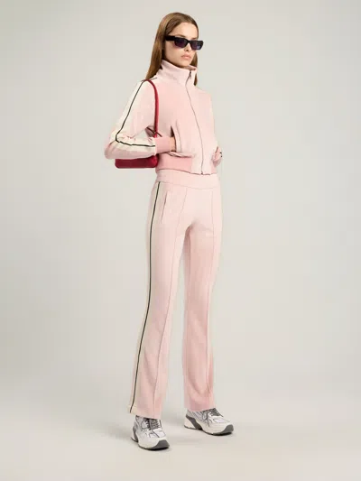 Palm Angels Chenille Track Jacket High Collar Cropped In Pink
