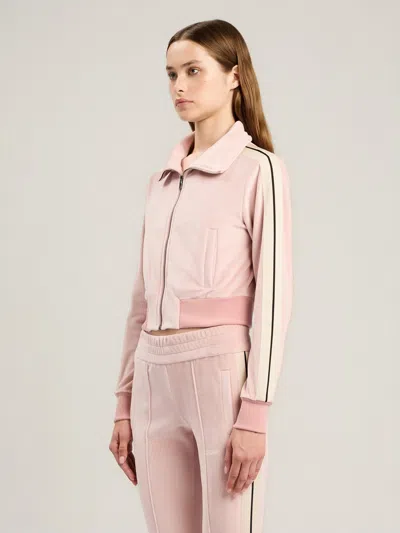 Palm Angels Chenille Track Jacket High Collar Cropped In Pink