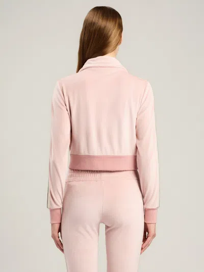 Palm Angels Chenille Track Jacket High Collar Cropped In Pink