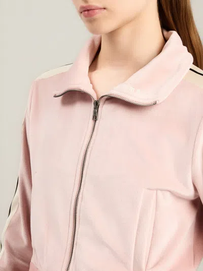 Palm Angels Chenille Track Jacket High Collar Cropped In Pink