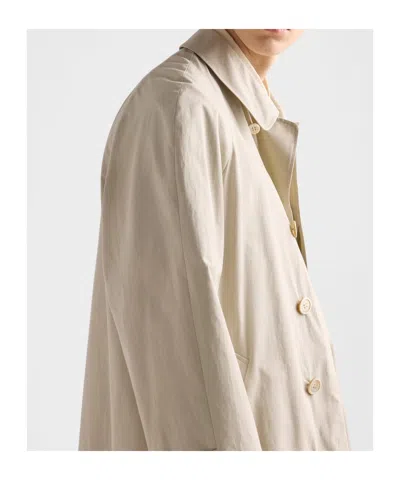 Prada Single-breasted Coat In Neutral