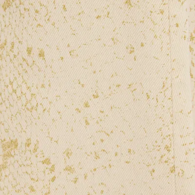 Roberto Cavalli White Flared Jeans With Gold Python Motif In Neutral