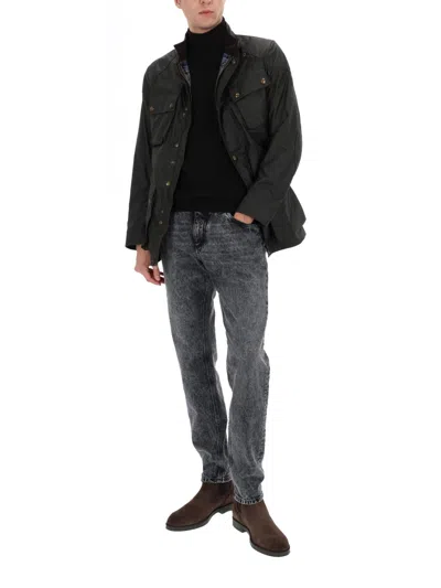 Belstaff Trialmaster Belted Waxed Cotton Jacket In Black