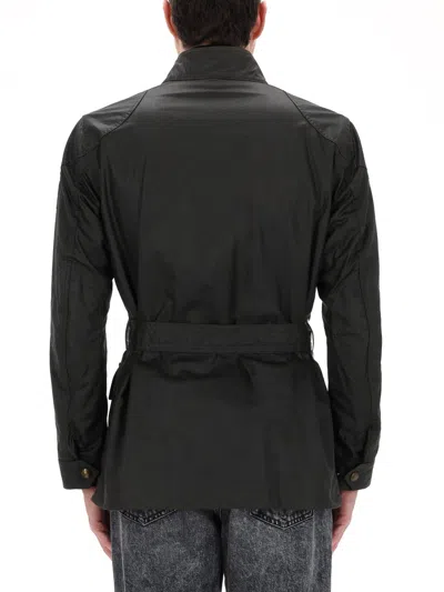 Belstaff Trialmaster Belted Waxed Cotton Jacket In Black