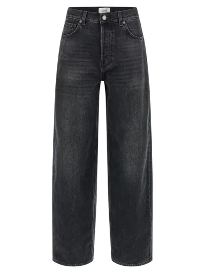 Haikure 'korea' Grey Jeans With Faded Effect And Logo Patch On The Back In Cotton Woman In Black