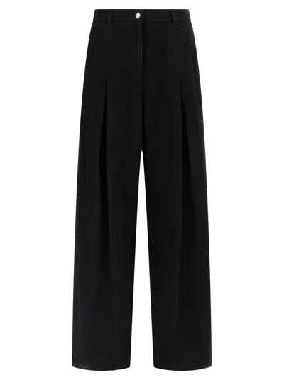 Dolce & Gabbana Women Wide-leg Cotton Jeans In Black