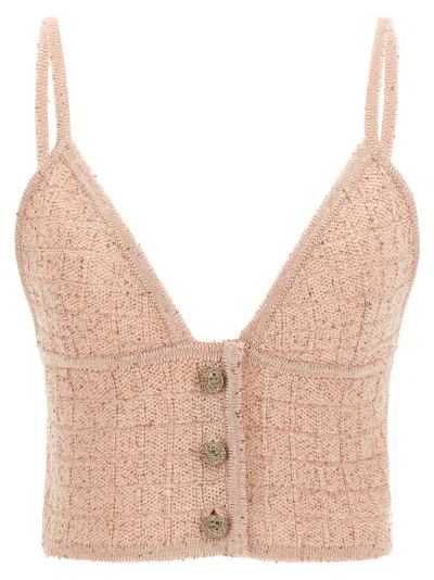 Alessandra Rich Sequin-embellished Wool Blend Tank Top In Pink