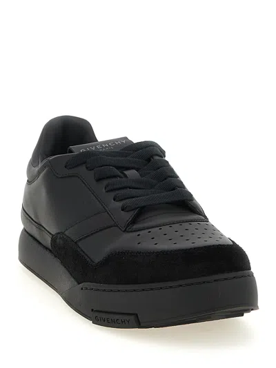 Givenchy Black Calf Leather Bos Taurus Low Top Sneakers In Multi