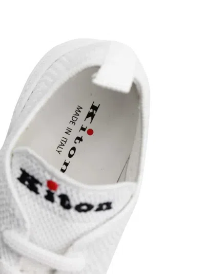 Kiton Fits Mesh Sneakers Rubber Sole Pull Tab In White