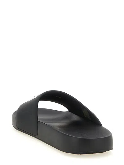 Givenchy Black Sandals With Wide Band And Contrasting Logo Patch In Rubber Man