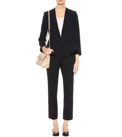 Shop Ferragamo Cropped Jersey Trousers In Eero