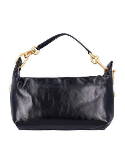 Balmain Medium Leather Shoulder Bag With Chain Strap In Black