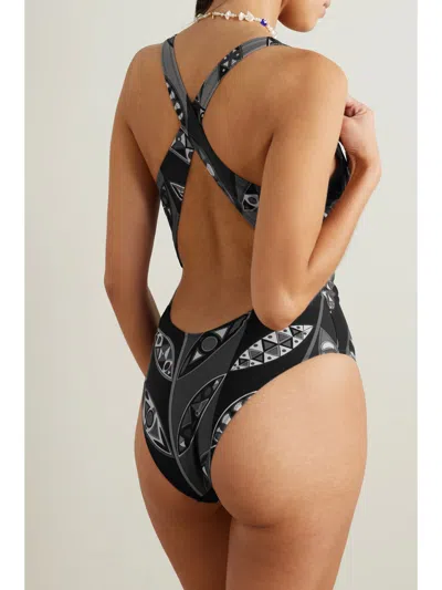 Pucci Printed Backless Swimsuit In Multi