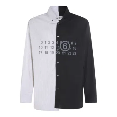 Mm6 Maison Margiela Tailored Black Shirt With Pointed Collar And Button Cuffs In Multi