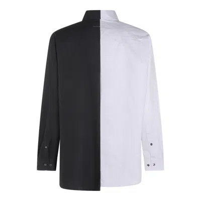 Mm6 Maison Margiela Tailored Black Shirt With Pointed Collar And Button Cuffs In Multi