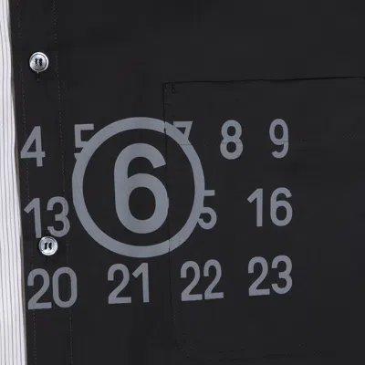 Mm6 Maison Margiela Tailored Black Shirt With Pointed Collar And Button Cuffs In Multi