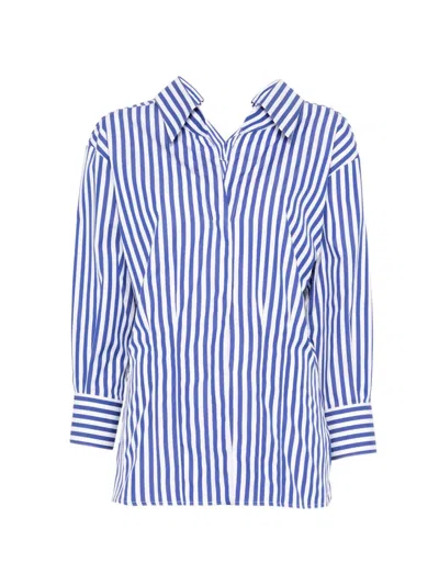 Givenchy Slashed Striped Poplin Shirt In Blue