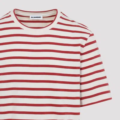 Jil Sander Striped-pattern Logo-patch T-shirt In Multi