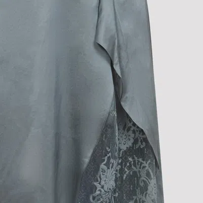 Acne Studios Satin Midi Dress With Lace Inserts In Blue