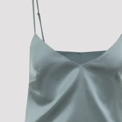 Acne Studios Satin Midi Dress With Lace Inserts In Blue