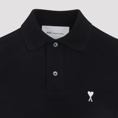 Ami Alexandre Mattiussi Black Polo Shirt With Ami De Coeur Logo Embroidered On The Front In Cotton Man In Multi