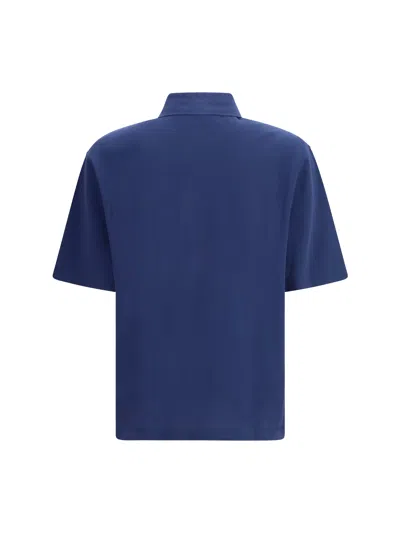 Ami Alexandre Mattiussi Blue Polo Shirt With Adc Patch Logo In Cotton Uomo In Multi