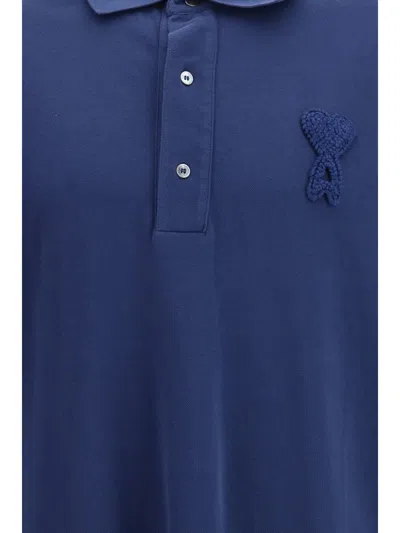 Ami Alexandre Mattiussi Blue Polo Shirt With Adc Patch Logo In Cotton Uomo In Multi