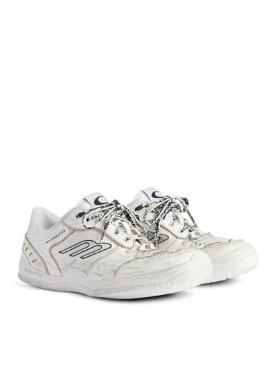 Balenciaga Women Hamptons Worn-out Leather Low-top Sneakers In Neutral