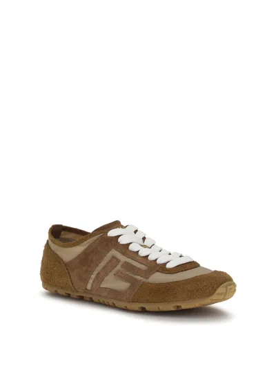 Balmain Beige Calf Leather Bos Taurus Athletic Sneakers In Brown